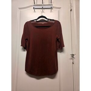 Loft Outlet Womens Small Burgundy Split Sleeve Scoop Neck Top 466752